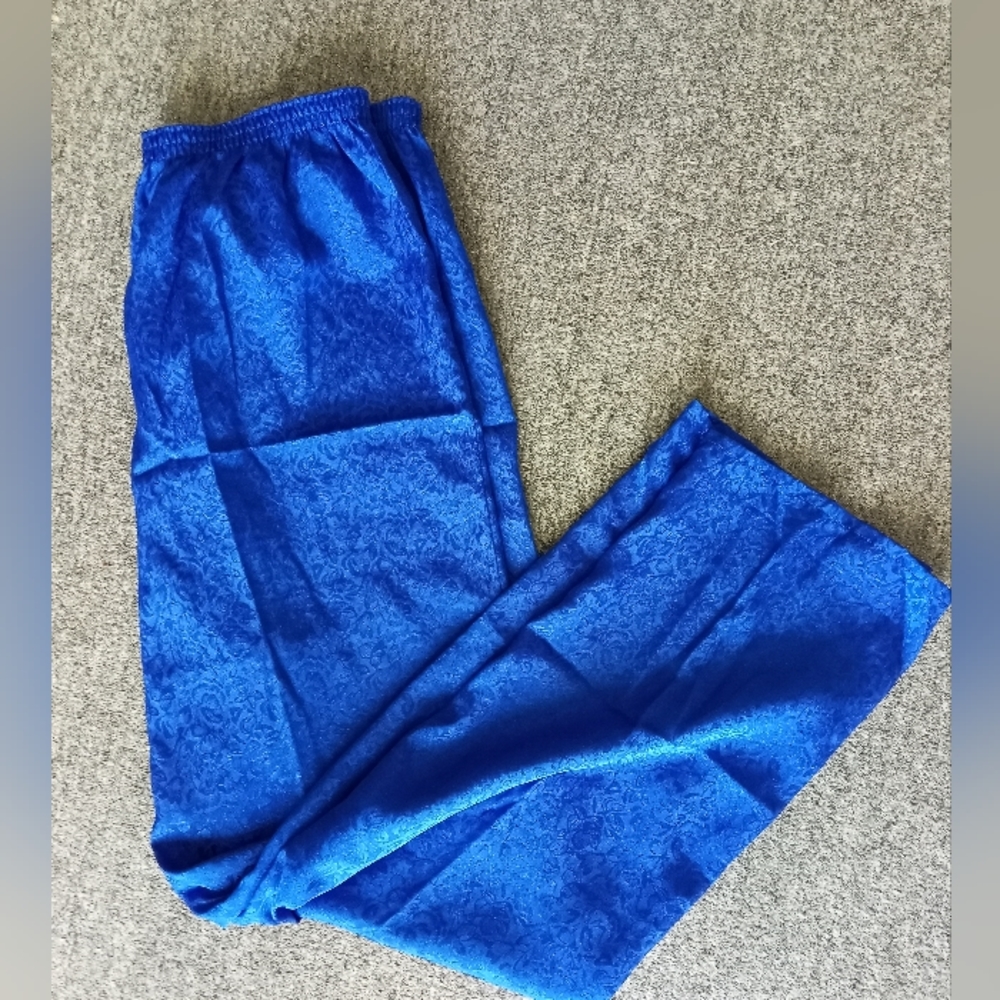 Vintage Blue Patterned Satin Pants Size Large